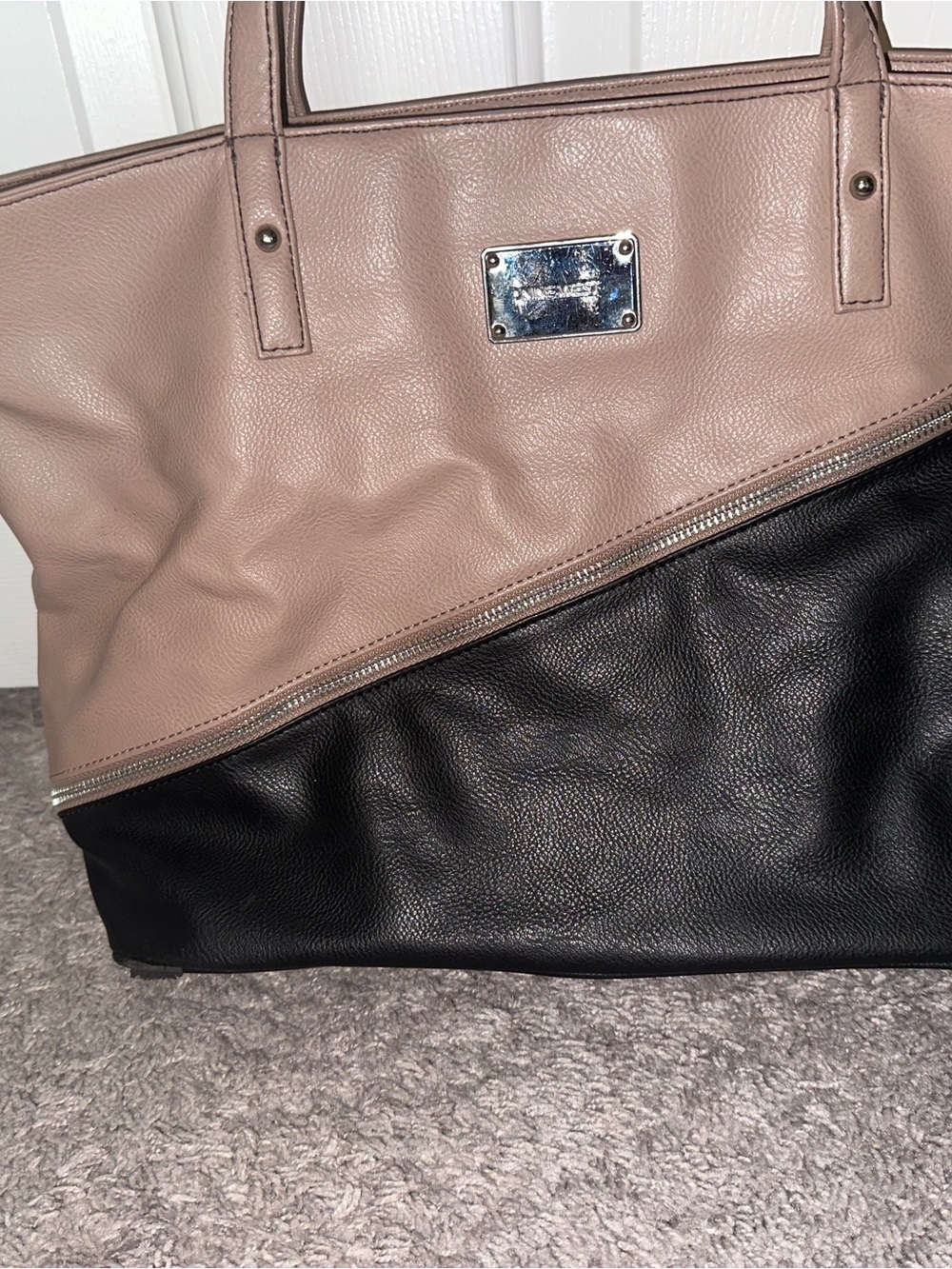 Nine West Two-Tone Beige and Black Tote